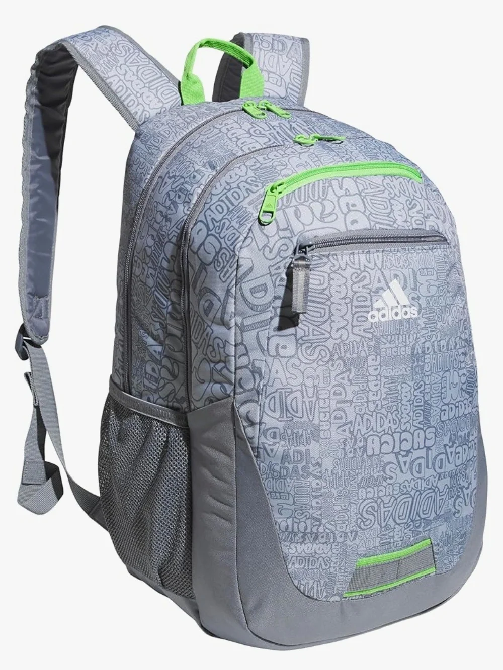Adidas Foundation 6 Backpack, Adi Font Madness in Grey/Lime Green, School Travel
